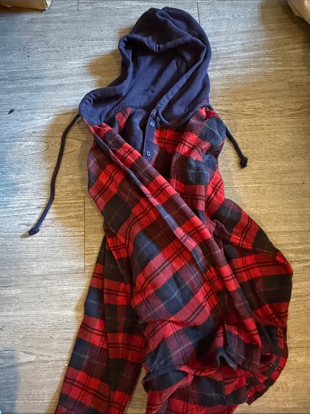 American Eagle Outfitters Red and Black Plaid Hooded Jacket